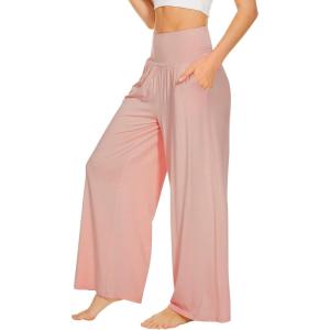 imageWiWi Pajama Pants for Women Soft Wide Leg Palazzo Lounge Sweatpants Loose Yoga BottomsViscose from Bamboo SXXLApeach Pink
