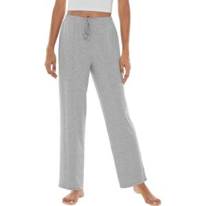 imageWiWi Pajama Pants for Women Viscose from Bamboo Soft Wide Leg Sweatpants Drawstring Bottoms Sleep Pj Pant SXXLAlight Heather Grey