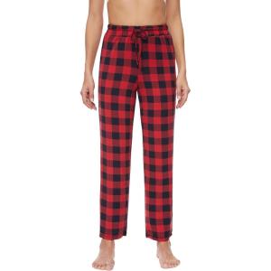 imageWiWi Pajama Pants for Women Viscose from Bamboo Soft Wide Leg Sweatpants Drawstring Bottoms Sleep Pj Pant SXXLAred Buffalo Plaid