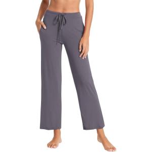 imageWiWi Pajama Pants for Women Viscose from Bamboo Soft Wide Leg Sweatpants Drawstring Bottoms Sleep Pj Pant SXXLBdark Grey