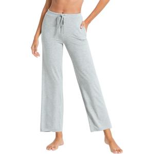 imageWiWi Pajama Pants for Women Viscose from Bamboo Soft Wide Leg Sweatpants Drawstring Bottoms Sleep Pj Pant SXXLBlight Heather Grey