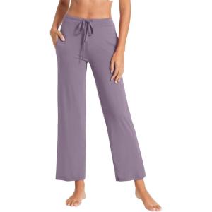imageWiWi Pajama Pants for Women Viscose from Bamboo Soft Wide Leg Sweatpants Drawstring Bottoms Sleep Pj Pant SXXLBviolet
