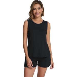 imageWiWi Pajamas for Women Tank Top Pajama Set Sleeveless Viscose from Bamboo Sleepwear Soft Shorts Pjs Sets Pj Loungewear SXXLBlack
