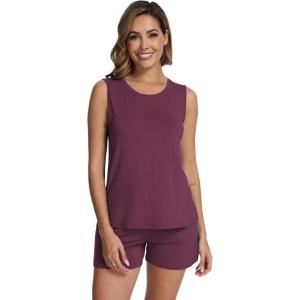 imageWiWi Pajamas for Women Tank Top Pajama Set Sleeveless Viscose from Bamboo Sleepwear Soft Shorts Pjs Sets Pj Loungewear SXXLDark Purple