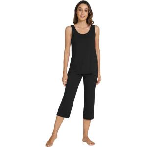 imageWiWi Pajamas for WomenViscose Made from Bamboo Sleeveless Pjs Tank Top Capri Pants Pajama Set SXXLAblack