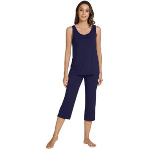 imageWiWi Pajamas for WomenViscose Made from Bamboo Sleeveless Pjs Tank Top Capri Pants Pajama Set SXXLAnavy
