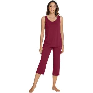 imageWiWi Pajamas for WomenViscose Made from Bamboo Sleeveless Pjs Tank Top Capri Pants Pajama Set SXXLAwine