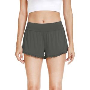 imageWiWi Sleep Shorts for Women Soft Yoga Bottoms Wide Leg Lounge Pj Short Pants Viscose from Bamboo SXXLIron Grey