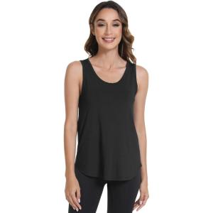 imageWiWi Tank Tops for Women Sleeveless Pajama TShirt Tanks Loungewear Basic Shirts Viscose from Bamboo SXXLAblack