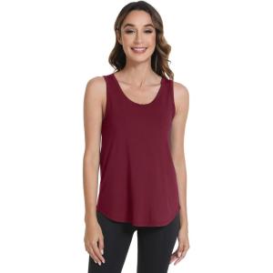 imageWiWi Tank Tops for Women Sleeveless Pajama TShirt Tanks Loungewear Basic Shirts Viscose from Bamboo SXXLAburgundy