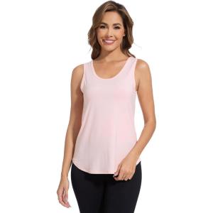 imageWiWi Tank Tops for Women Sleeveless Pajama TShirt Tanks Loungewear Basic Shirts Viscose from Bamboo SXXLAcream Pink