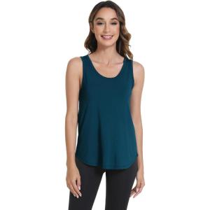 imageWiWi Tank Tops for Women Sleeveless Pajama TShirt Tanks Loungewear Basic Shirts Viscose from Bamboo SXXLApeacock Blue