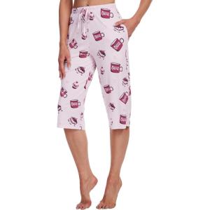 imageWiWi Viscose Capri Pants for Women Wide Leg Pajama with Pockets Soft Knit Lounge Sleep Pj Bottoms SXXLCoffee Cup