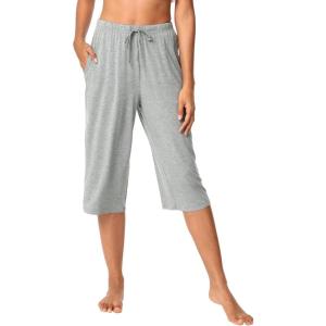 imageWiWi Viscose Capri Pants for Women Wide Leg Pajama with Pockets Soft Knit Lounge Sleep Pj Bottoms SXXLHeather Grey