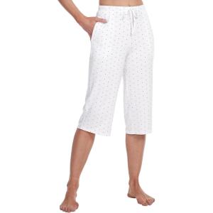 imageWiWi Viscose Capri Pants for Women Wide Leg Pajama with Pockets Soft Knit Lounge Sleep Pj Bottoms SXXLWhiteBlack Dots