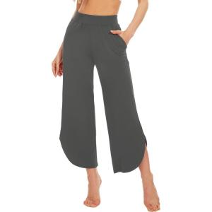 imageWiWi Viscose from Bamboo Pajama Bottoms Wide Leg Capri Pj Pants for Women Soft Lounge High Waist Cool Sweatpants SXXLCharcoal