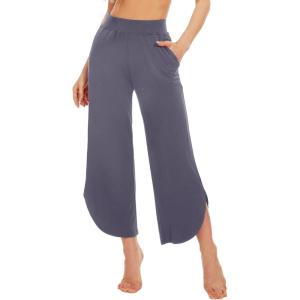 imageWiWi Viscose from Bamboo Pajama Bottoms Wide Leg Capri Pj Pants for Women Soft Lounge High Waist Cool Sweatpants SXXLDark Grey