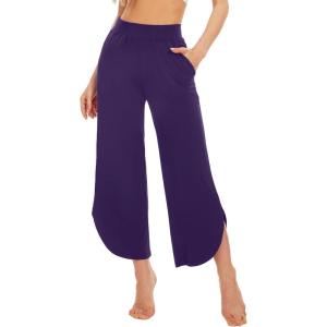 imageWiWi Viscose from Bamboo Pajama Bottoms Wide Leg Capri Pj Pants for Women Soft Lounge High Waist Cool Sweatpants SXXLDark Purple