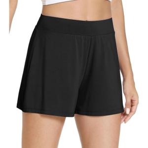 imageWiWi Viscose from Bamboo Pajama Shorts for Women Soft Casual Sleep Wide Leg Lounge Bottoms Pj SXXLBlack