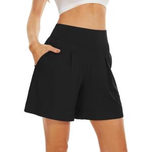 imageWiWi Viscose from Bamboo Sleep Shorts for Women Casual Lounge Boxers Soft Pajama Wide Leg Bottoms Sleepwear SXXLBlack
