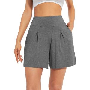 imageWiWi Viscose from Bamboo Sleep Shorts for Women Casual Lounge Boxers Soft Pajama Wide Leg Bottoms Sleepwear SXXLDark Heather Grey