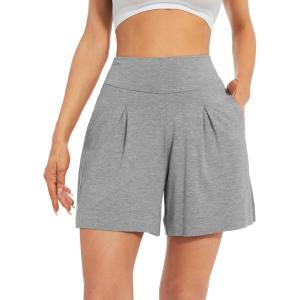 imageWiWi Viscose from Bamboo Sleep Shorts for Women Casual Lounge Boxers Soft Pajama Wide Leg Bottoms Sleepwear SXXLHeather Grey