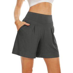 imageWiWi Viscose from Bamboo Sleep Shorts for Women Casual Lounge Boxers Soft Pajama Wide Leg Bottoms Sleepwear SXXLIron Grey