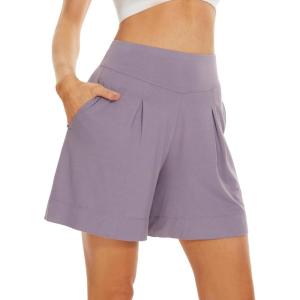 imageWiWi Viscose from Bamboo Sleep Shorts for Women Casual Lounge Boxers Soft Pajama Wide Leg Bottoms Sleepwear SXXLViolet