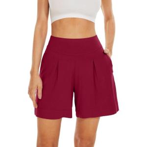 imageWiWi Viscose from Bamboo Sleep Shorts for Women Casual Lounge Boxers Soft Pajama Wide Leg Bottoms Sleepwear SXXLWine Red