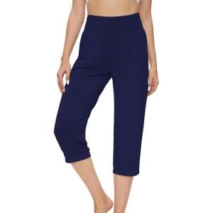 imageWiWi Viscose from Bamboo Womens Capri Pajama Pants Lounge Casual Bottoms Cute Capris SXXLNavy