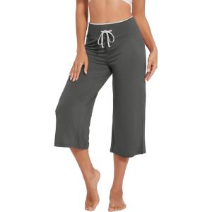 imageWiWi Womens Capri Pajama Pants Viscose from Bamboo Lounge Casual Bottoms Capris with Drawstring SXXLIron Grey
