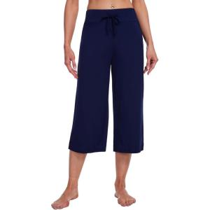 imageWiWi Womens Capri Pajama Pants Viscose from Bamboo Lounge Casual Bottoms Capris with Drawstring SXXLNavy