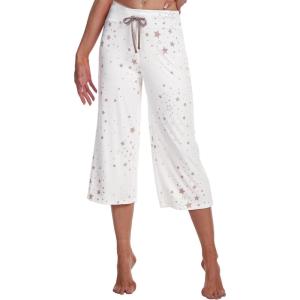 imageWiWi Womens Capri Pajama Pants Viscose from Bamboo Lounge Casual Bottoms Capris with Drawstring SXXLWhite Stars