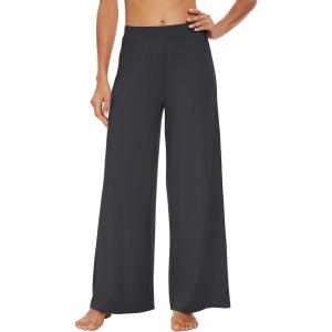 imageWiWi Womens Casual Wide Leg Palazzo Pants Comfy Lounge Pajama Bottoms Viscose from Bamboo Yoga Sweatpants SXXLAcharcoal