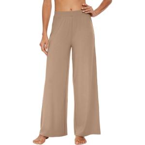 imageWiWi Womens Casual Wide Leg Palazzo Pants Comfy Lounge Pajama Bottoms Viscose from Bamboo Yoga Sweatpants SXXLAkhaki