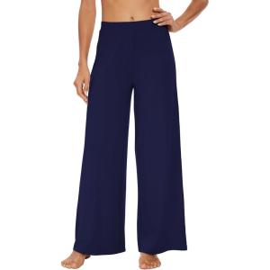 imageWiWi Womens Casual Wide Leg Palazzo Pants Comfy Lounge Pajama Bottoms Viscose from Bamboo Yoga Sweatpants SXXLAnavy
