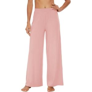 imageWiWi Womens Casual Wide Leg Palazzo Pants Comfy Lounge Pajama Bottoms Viscose from Bamboo Yoga Sweatpants SXXLApeach Pink