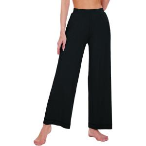 imageWiWi Womens Casual Wide Leg Palazzo Pants Comfy Lounge Pajama Bottoms Viscose from Bamboo Yoga Sweatpants SXXLCblack