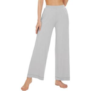 imageWiWi Womens Casual Wide Leg Palazzo Pants Comfy Lounge Pajama Bottoms Viscose from Bamboo Yoga Sweatpants SXXLCgrey