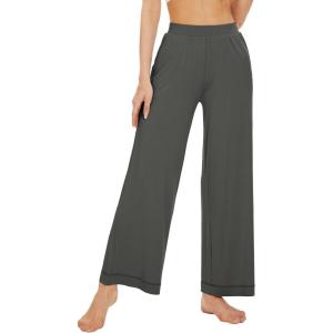 imageWiWi Womens Casual Wide Leg Palazzo Pants Comfy Lounge Pajama Bottoms Viscose from Bamboo Yoga Sweatpants SXXLCiron Grey
