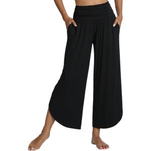 imageWiWi Womens Lounge Pants Wide Leg Yoga Bottoms Soft High Waist Sweatpants with Pockets Viscose from Bamboo SXXLBlack