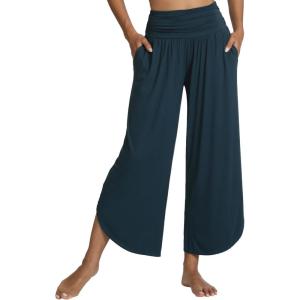 imageWiWi Womens Lounge Pants Wide Leg Yoga Bottoms Soft High Waist Sweatpants with Pockets Viscose from Bamboo SXXLDeep Teal