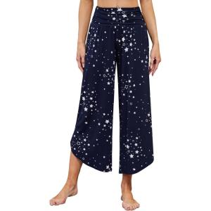 imageWiWi Womens Lounge Pants Wide Leg Yoga Bottoms Soft High Waist Sweatpants with Pockets Viscose from Bamboo SXXLNavy Stars