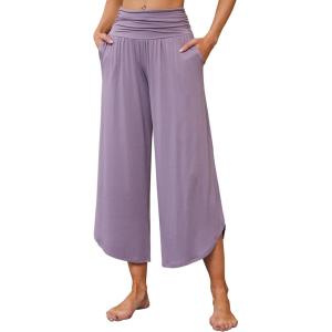 imageWiWi Womens Lounge Pants Wide Leg Yoga Bottoms Soft High Waist Sweatpants with Pockets Viscose from Bamboo SXXLViolet