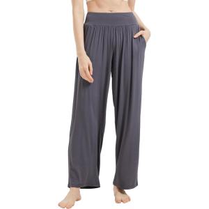 imageWiWi Womens Pajama Pants Loose Sleep Bottoms for Women High Waisted Casual Rayon Lounge Palazzo Bottom SXXLDark Grey