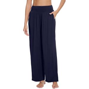 imageWiWi Womens Pajama Pants Loose Sleep Bottoms for Women High Waisted Casual Rayon Lounge Palazzo Bottom SXXLNavy