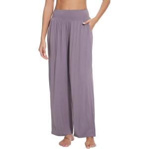 imageWiWi Womens Pajama Pants Loose Sleep Bottoms for Women High Waisted Casual Rayon Lounge Palazzo Bottom SXXLViolet