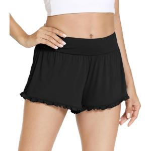 imageWiWi Womens Pajama Shorts Loose Comfy Pajamas Bottoms Lightweight Viscose from Bamboo Sleepwear SXXLAblack