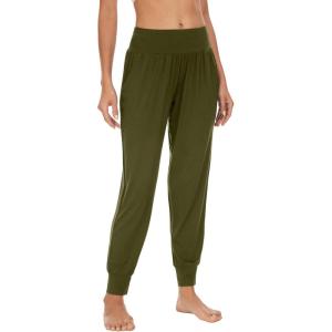imageWiWi Womens Viscose from Bamboo Joggers Casual Pajama Pants Loose Yoga Bottoms Comfy Lounge Sweatpants with Pockets SXXLArmy Green