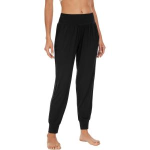 imageWiWi Womens Viscose from Bamboo Joggers Casual Pajama Pants Loose Yoga Bottoms Comfy Lounge Sweatpants with Pockets SXXLBlack
